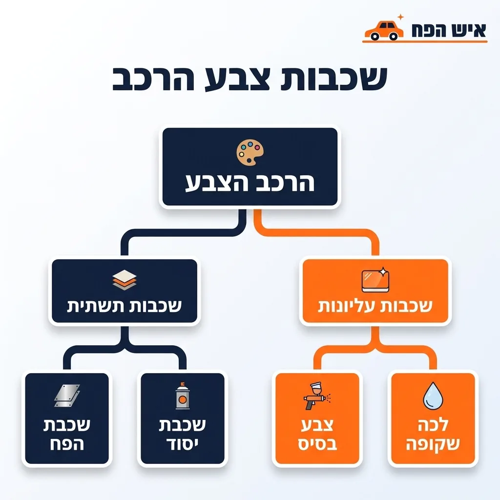 אינפוגרפיקה — שכבות צבע הרכב: הרכב הצבע